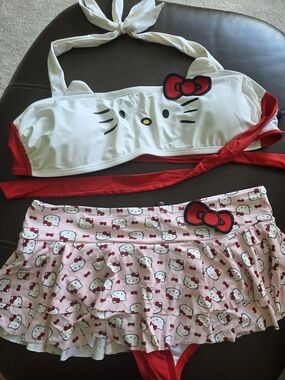 Hello Kitty White & Pink Bikini Set with Red Accents